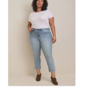 Torrid Mom Straight Vintage Stretch High-Rise Slit Ankle Jean